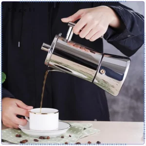Máy Pha Cà Phê Moka Nồi Bạc Ấm Siêu Tốc 6 Cốc Có Tay Cầm Cho Bếp Cảm Ứng Nồi Espresso Cho Văn Phòng Du Lịch